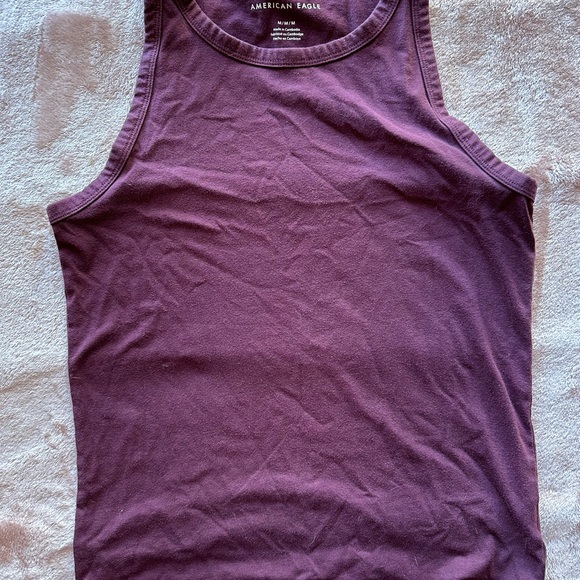 AMERICAN EAGLE set of 3 high neck tank tops green burgundy black - Picture 2 of 4